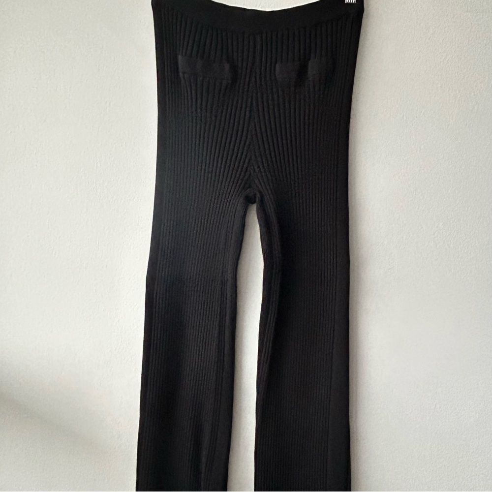 Paco Rabanne Ribbed Knit Flared Trousers in black - Picture 6 of 16